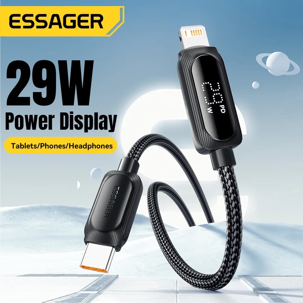 Cablu USB-C la Lightning 29W cu Ecran Digital