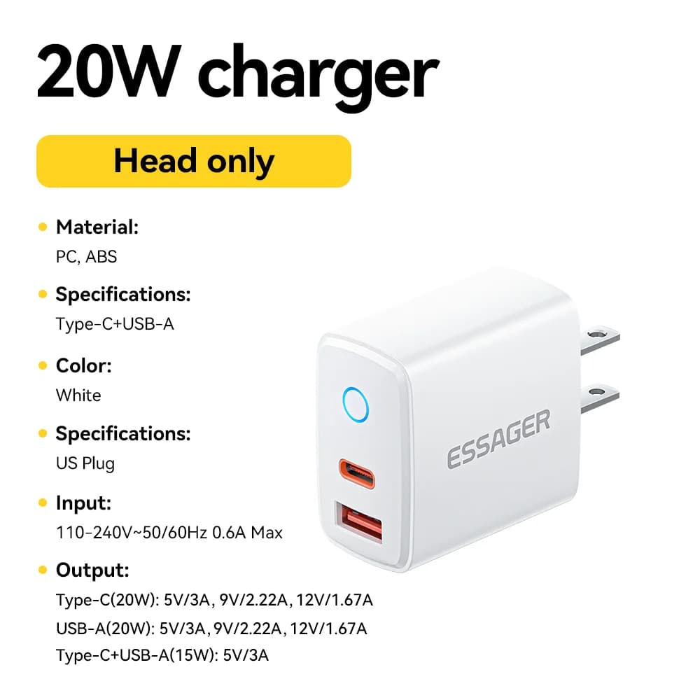 Set Încărcător Rapid USB-C PD 20W