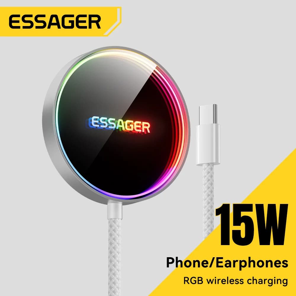Încărcător wireless magnetic RGB, 15W, pentru iPhone
