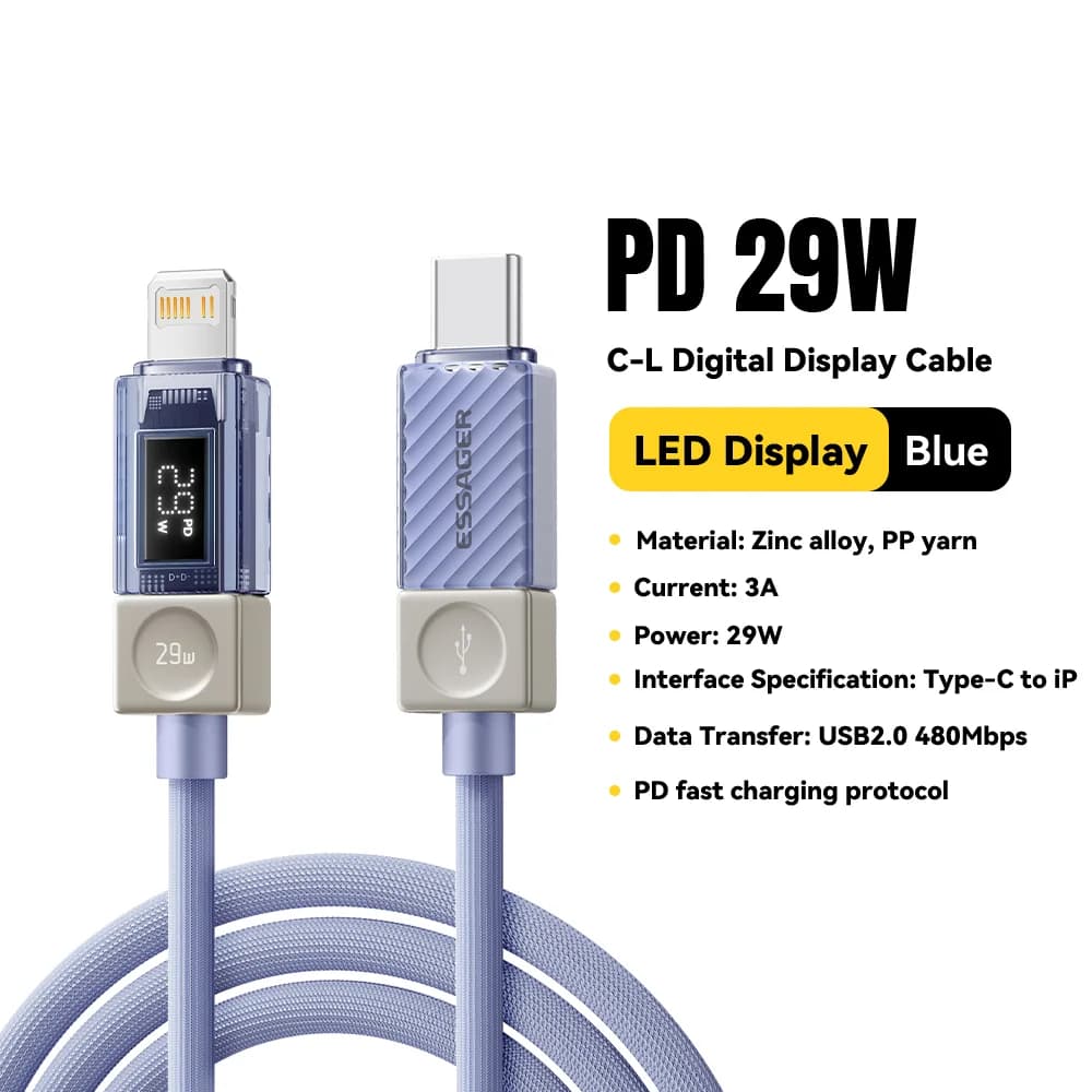 Cablu USB-C la Lightning cu afișaj digital
