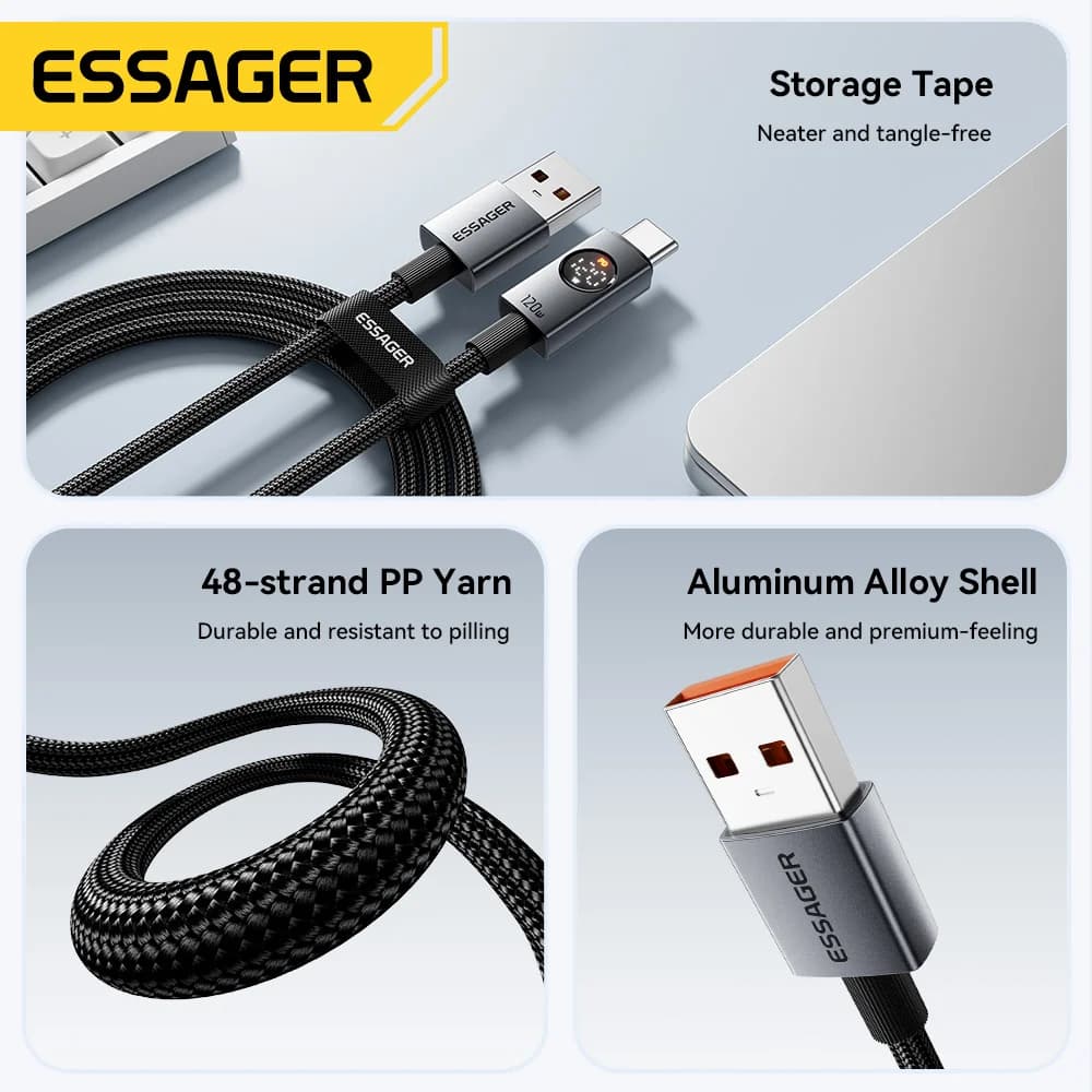Cablu de încărcare super rapidă USB-A la USB-C, 120W 6A