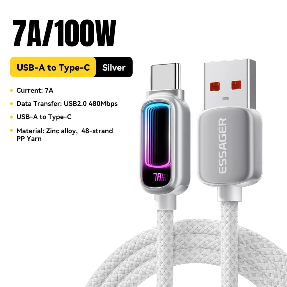 Cablu USB-C 7A 100W PD pentru încărcare rapidă
