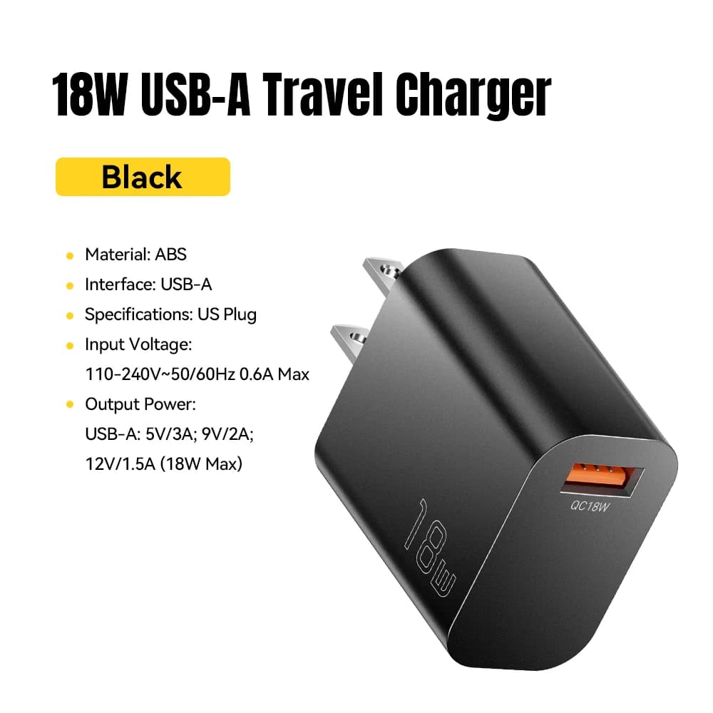 Încărcător de perete rapid USB-A QC 3.0, 18W