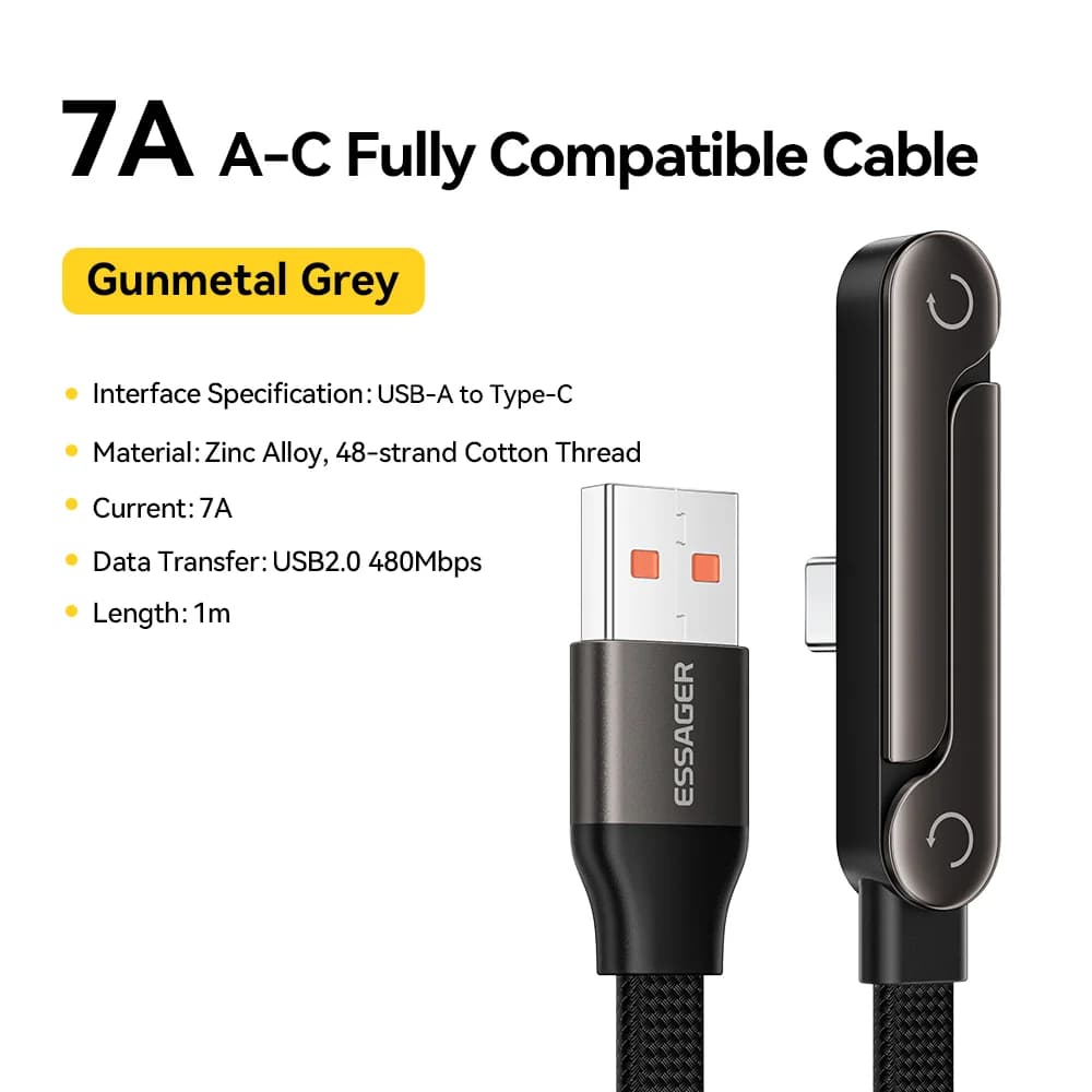 Cablu USB Type-C pliabil 100W cu suport pentru telefon