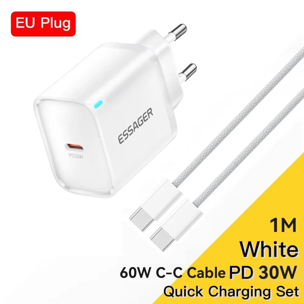 Set Încărcător Mini USB-C 30W cu Cablu Lightning