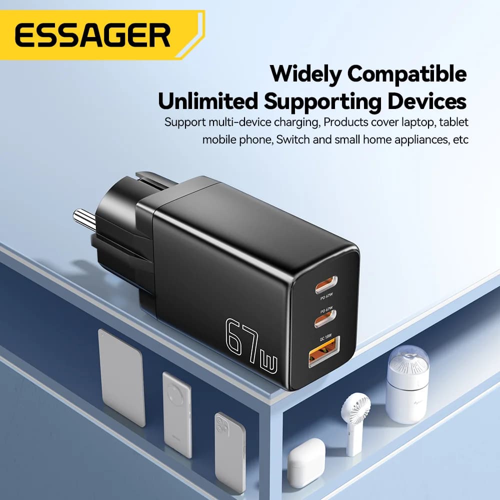 Încărcător GaN USB Type-C cu variante priză EU/KR