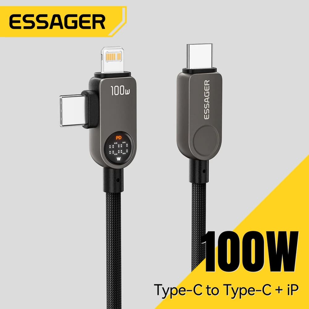 Cablu 2-in-1 USB-C la Lightning, 100W PD