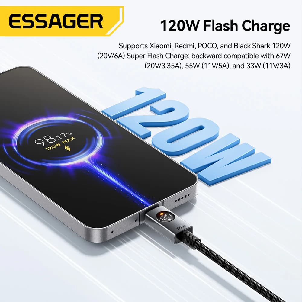 Cablu de încărcare super rapidă USB-A la USB-C, 120W 6A