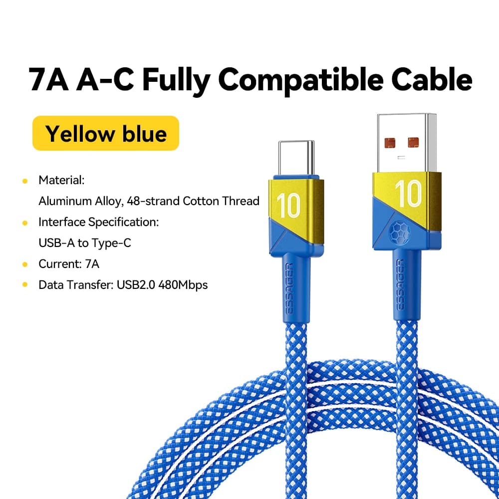 Cablu USB-C Super Încărcare Rapidă 100W 7A Culori Echipe