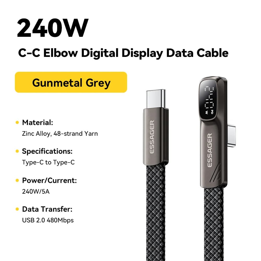 Cablu USB-C cotit 240W pentru încărcare rapidă