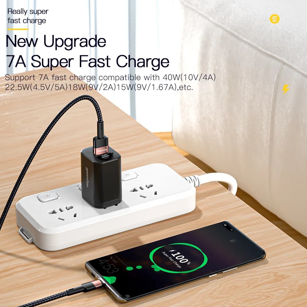 Cablu de încărcare rapidă USB-C 100W, 7A