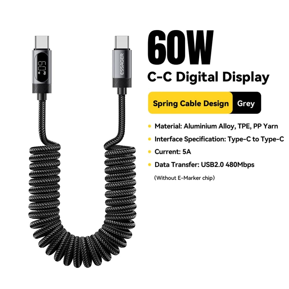 Cablu Auto USB-C la USB-C cu Arc 100W