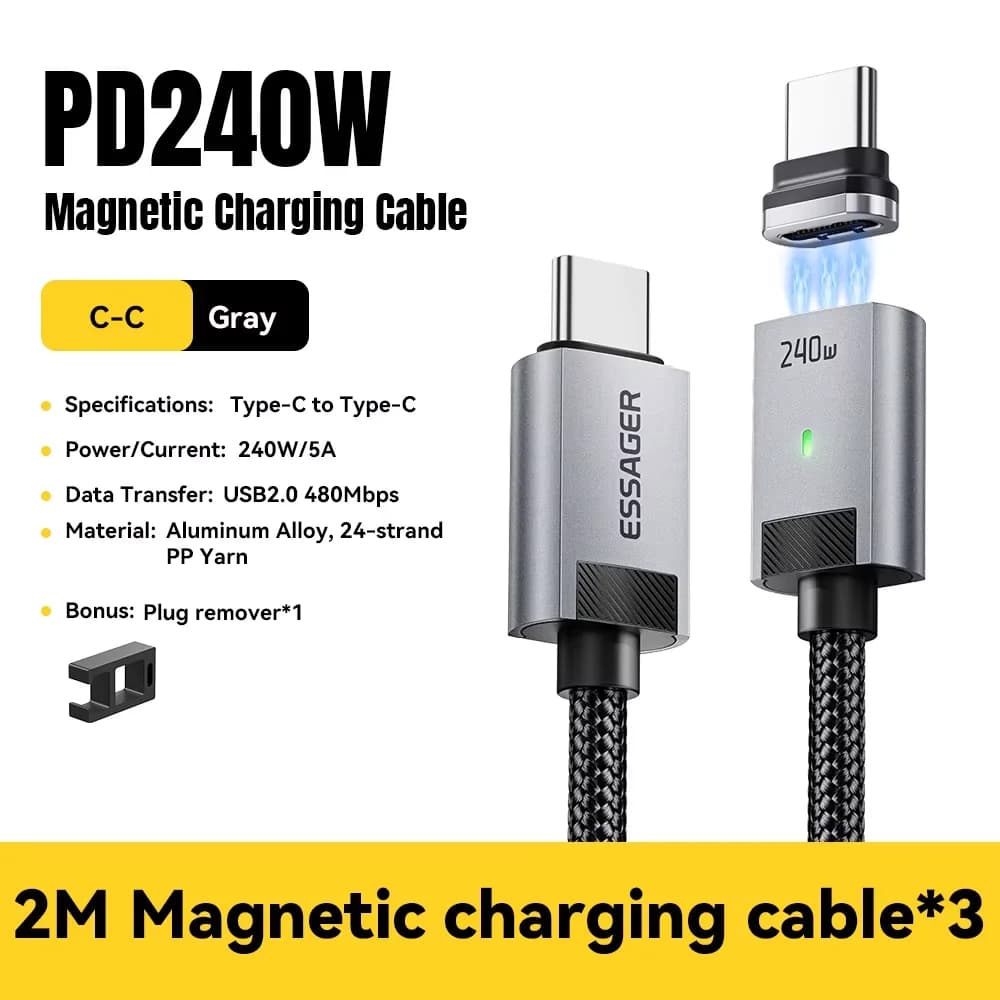 Cablu de încărcare magnetic USB-C to USB-C 240W