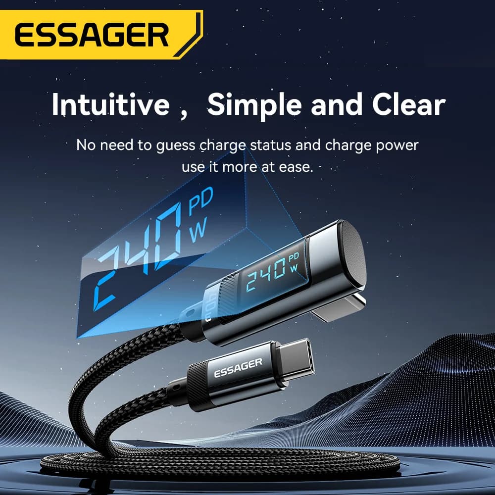 Cablu USB-C la USB-C, 240W, unghi de 90 de grade