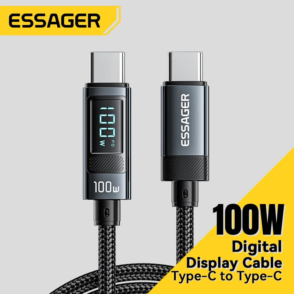 Cablu USB Type-C 100W cu unghi de 90° și afișaj LED