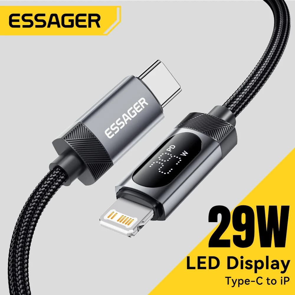 Cablu USB-C la Lightning cu afișaj digital, PD 29W