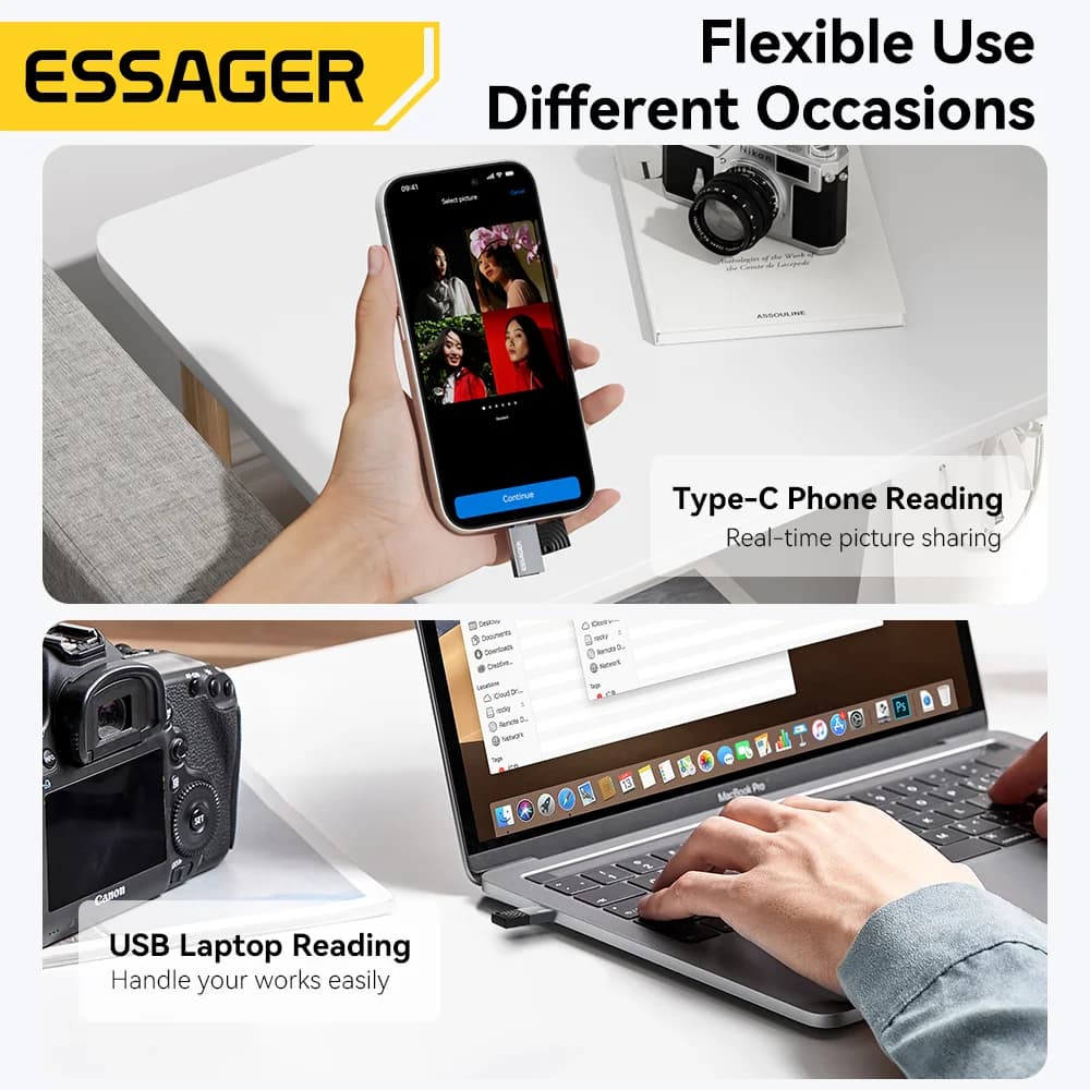 Card Reader 2-în-1 USB-C și USB 2.0