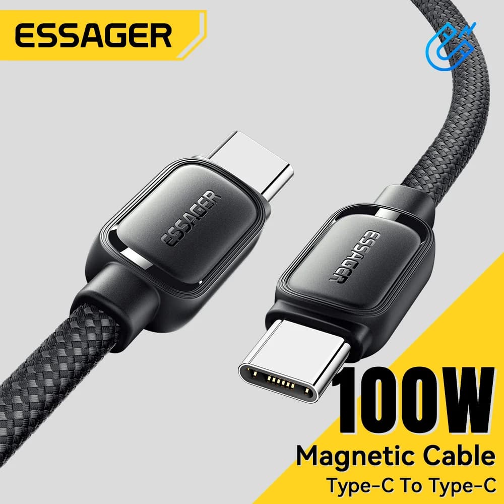 Cablu de încărcare USB-C magnetic, anti-încurcare, 100W