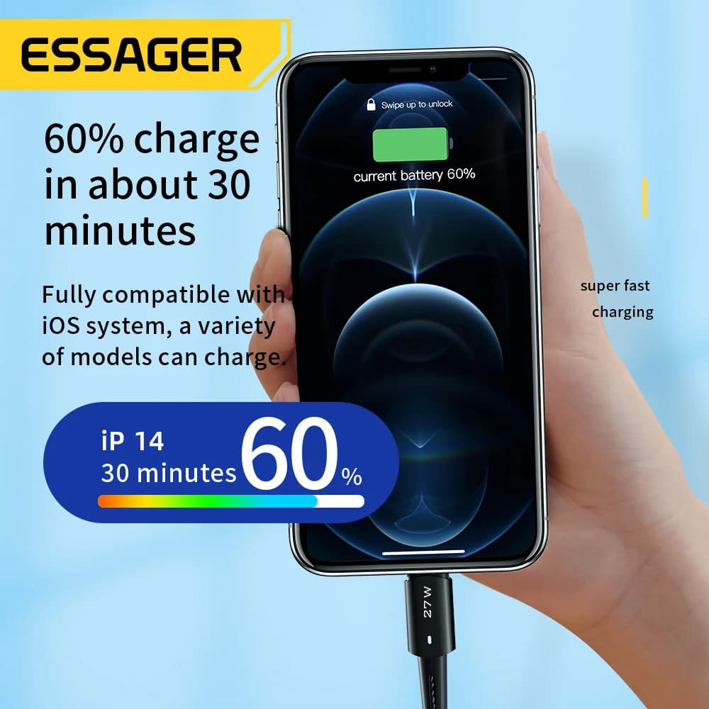 Cablu de încărcare rapidă USB-C la Lightning, 27W