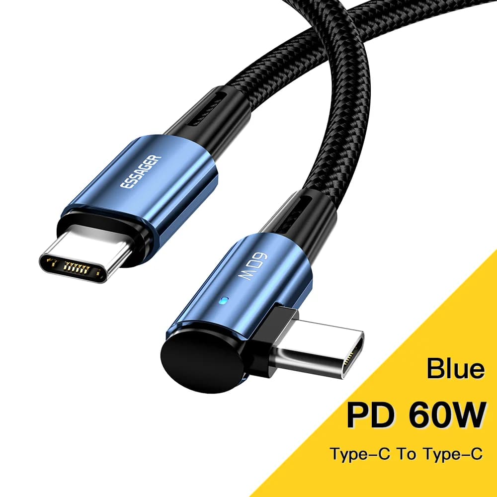 Cablu de încărcare rapidă USB-C la USB-C, 100W, la 90 de grade