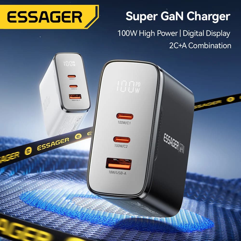 Încărcător GaN USB-C 100W cu afișaj digital