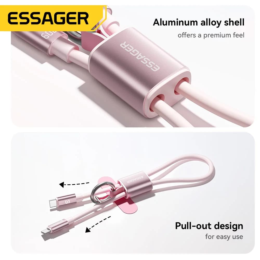 Cablu scurt USB-C la USB-C cu șnur, 60W