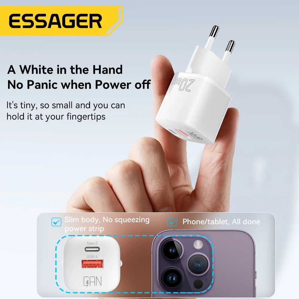 Încărcător Rapid GaN USB-C PD 20W