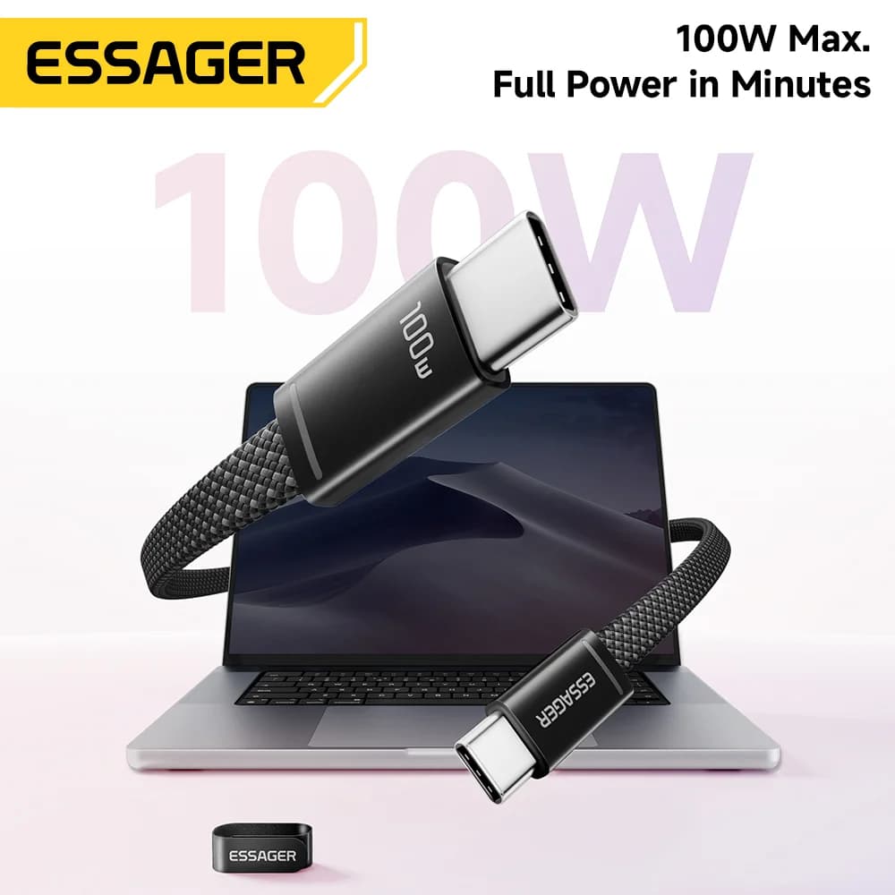 Cablu subțire USB-C la USB-C PD pentru încărcare rapidă 100W