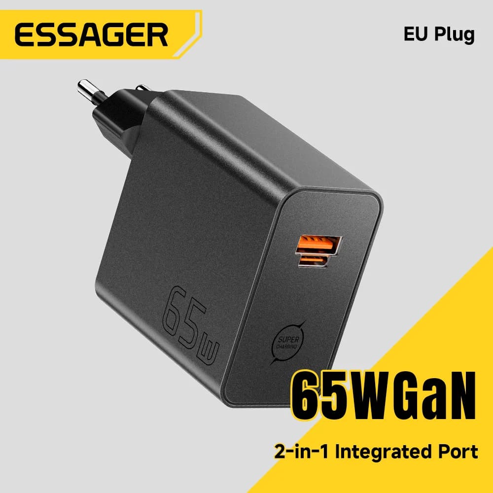 Încărcător Rapid GaN 65W 2-in-1 USB Type-C