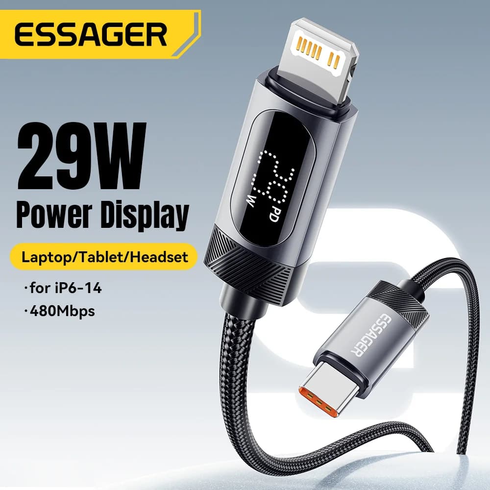 Cablu USB-C la Lightning cu afișaj digital, PD 29W