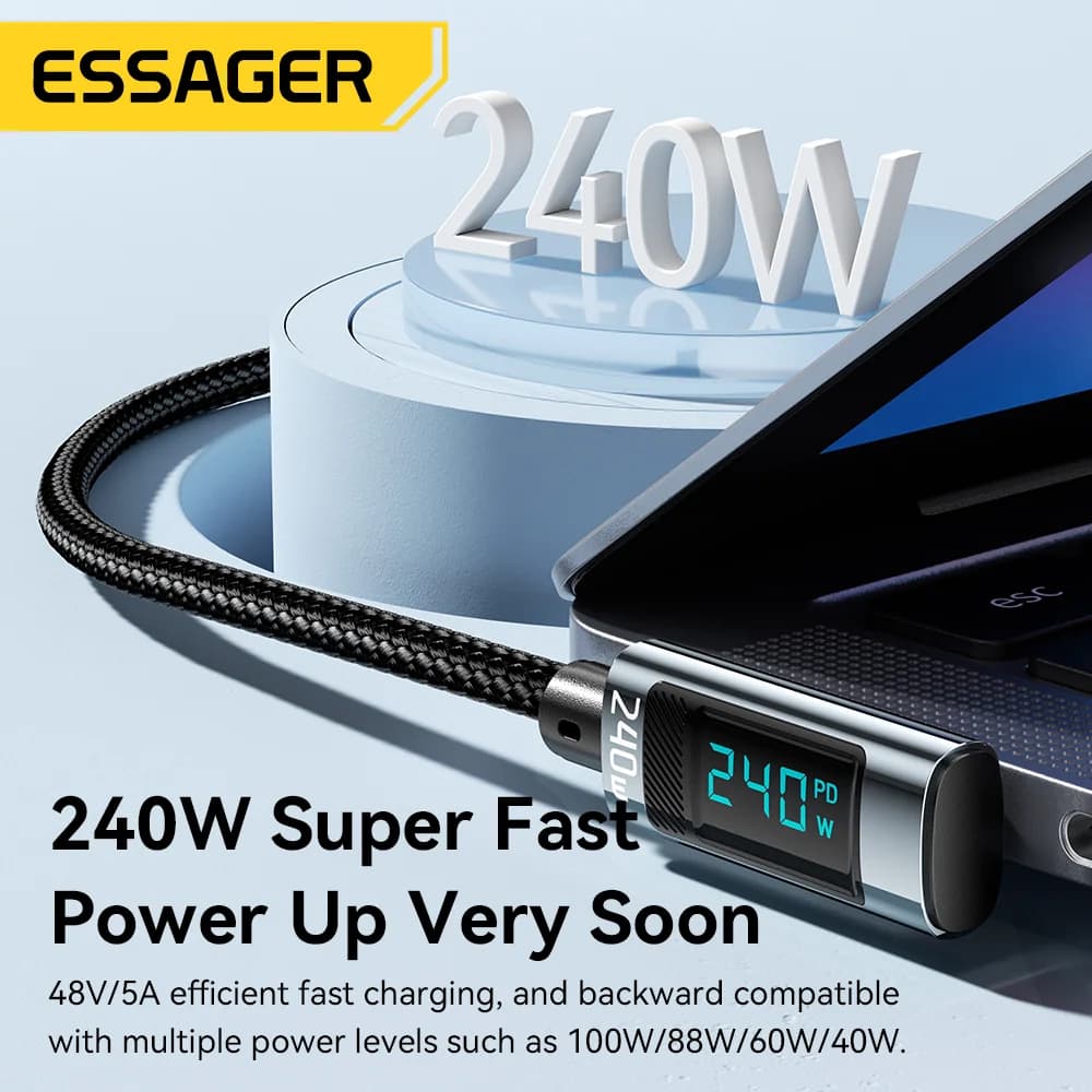 Cablu USB-C la USB-C, 240W, unghi de 90 de grade