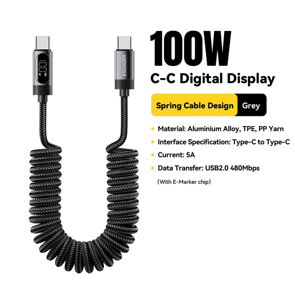 Cablu Auto USB-C la USB-C cu Arc 100W