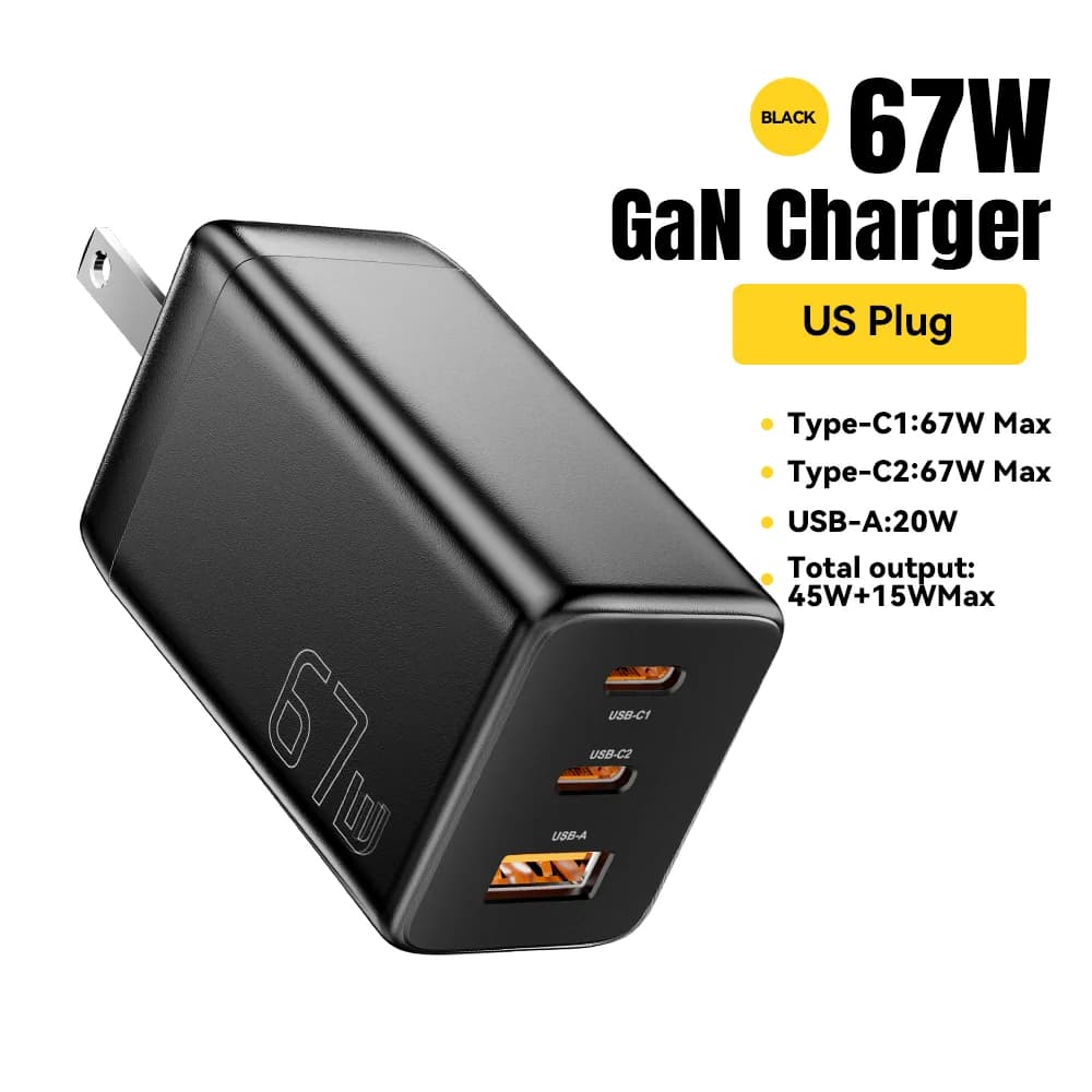 Încărcător rapid GaN USB Type-C 67W cu suport PPS