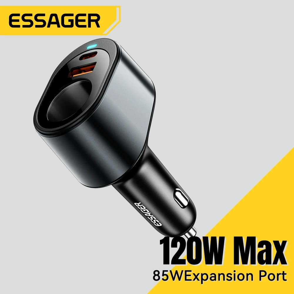 Încărcător auto USB-C 120W cu port brichetă