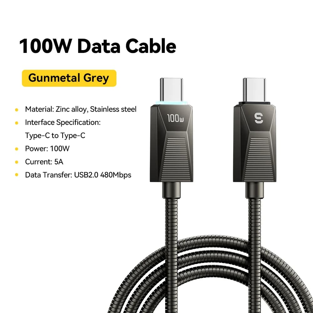 Cablu de încărcare rapidă USB-C, oțel inoxidabil, 240W