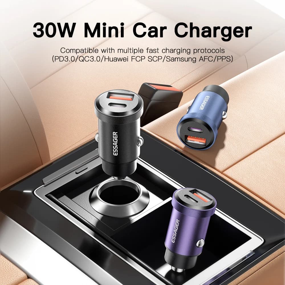 Încărcător auto USB-C 30W, Quick Charge 4.0