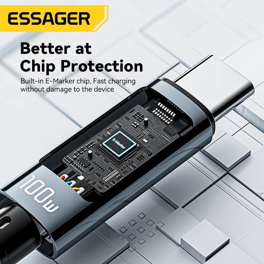 Cablu USB Type-C 100W cu unghi de 90° și afișaj LED