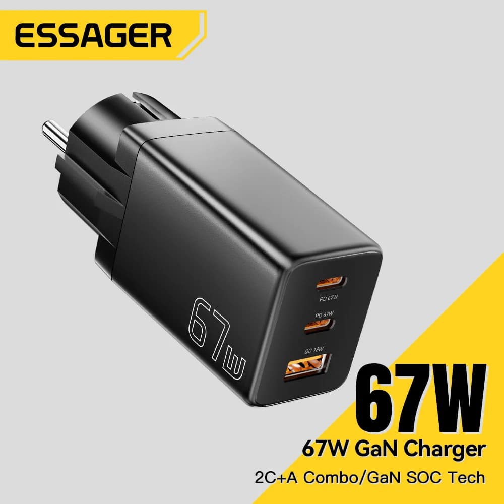 Încărcător GaN USB Type-C cu variante priză EU/KR