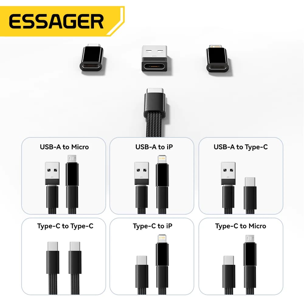Set Cablu Date USB-C 60W cu Cutie Depozitare Călătorii