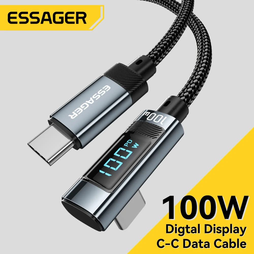 Cablu USB Type-C la USB-C de 100W cu afișaj LED 90°