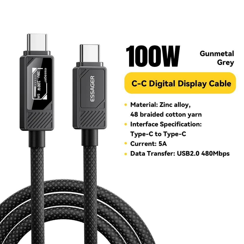 Cablu USB-C 100W cu afișaj digital și încărcare PD