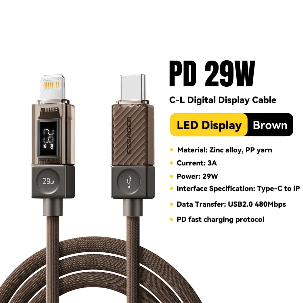 Cablu USB-C la Lightning cu afișaj digital