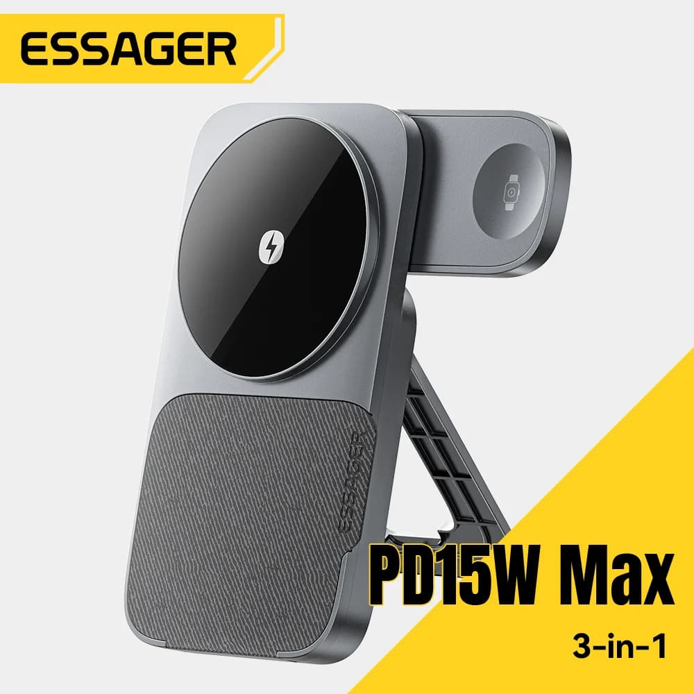 Stand de încărcare wireless magnetică 3-in-1 pliabil, 15W